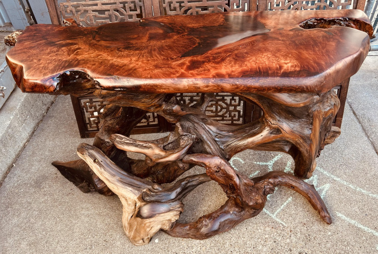 Redwood Burl Entryway Table