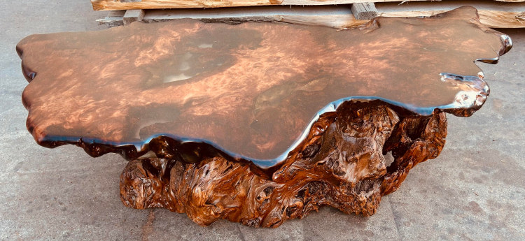 Redwood Birds-Eye Burl Coffee Table