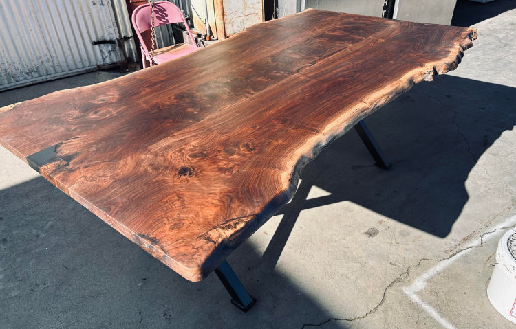 Walnut Dining Table with Steel Legs