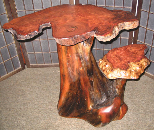 Redwood Burl Two-Tier Table