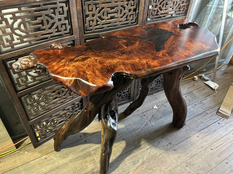 Redwood Burl Entrance Way Table