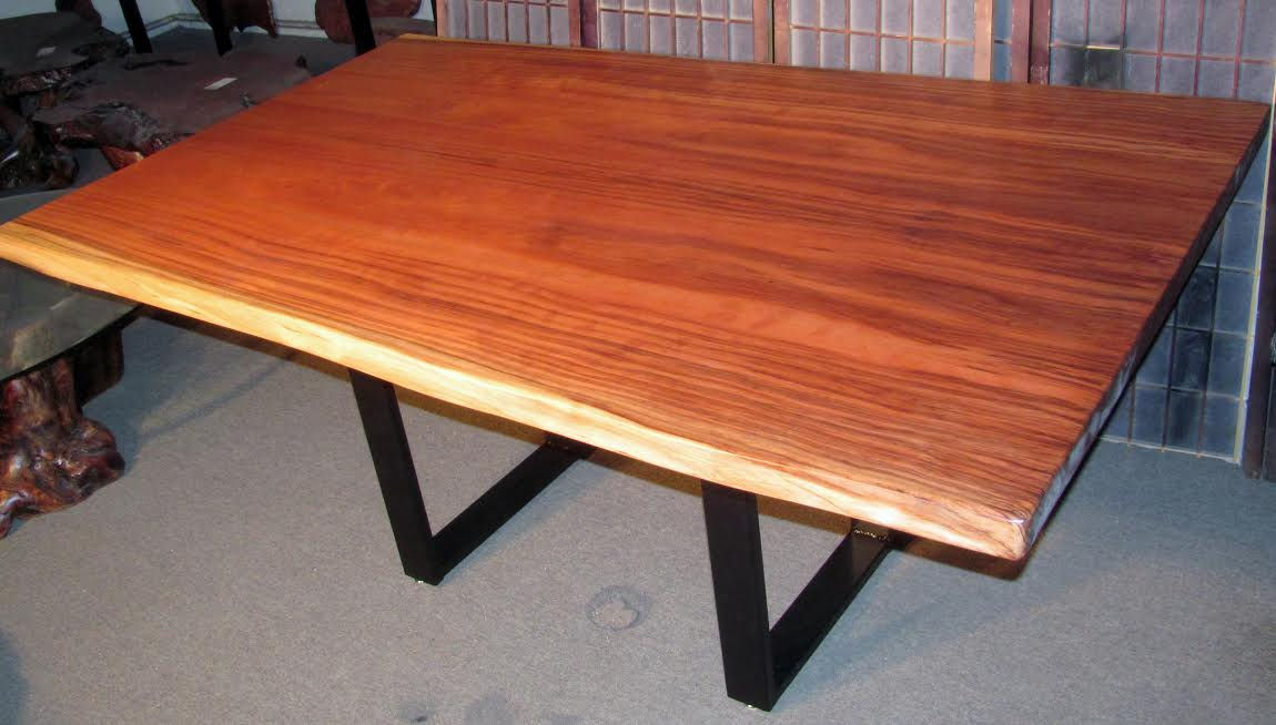 Book-Matched Redwood Table with Steel Legs